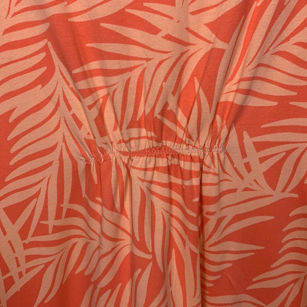 D & Co. Dress Coral Palm Tree Print Sleeveless Cotton Spandex V Neck MIDI Small - Picture 5 of 10